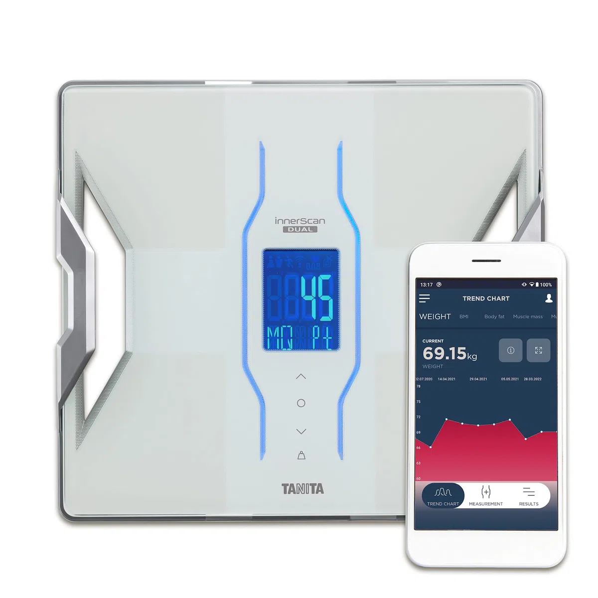 TANITA RD-953 Bianco, Premium Designer, Analizzatore di composizione corporea, Connessione Bluetooth My TANITA Healthcare App
