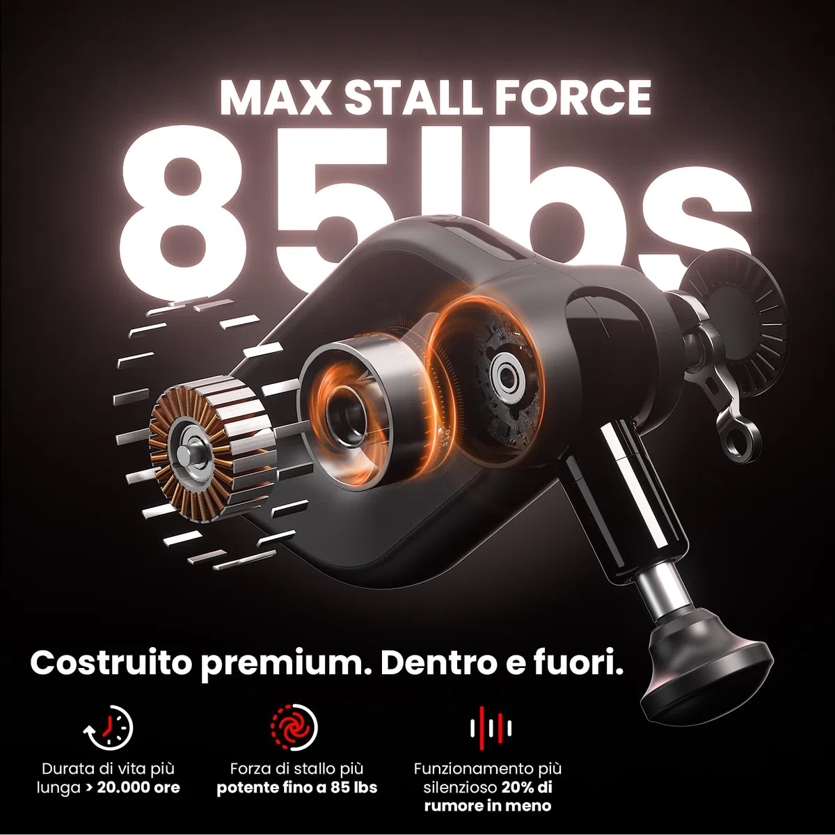 Bob and Brad D6 Ultra Pistola Massaggio Muscolare Potente con Funzione Calore e Infrarossi, 16mm Ampiezza Massaggiatore a Percussione per Tessuti Profondi, Display OLED, Ideale per Regalo