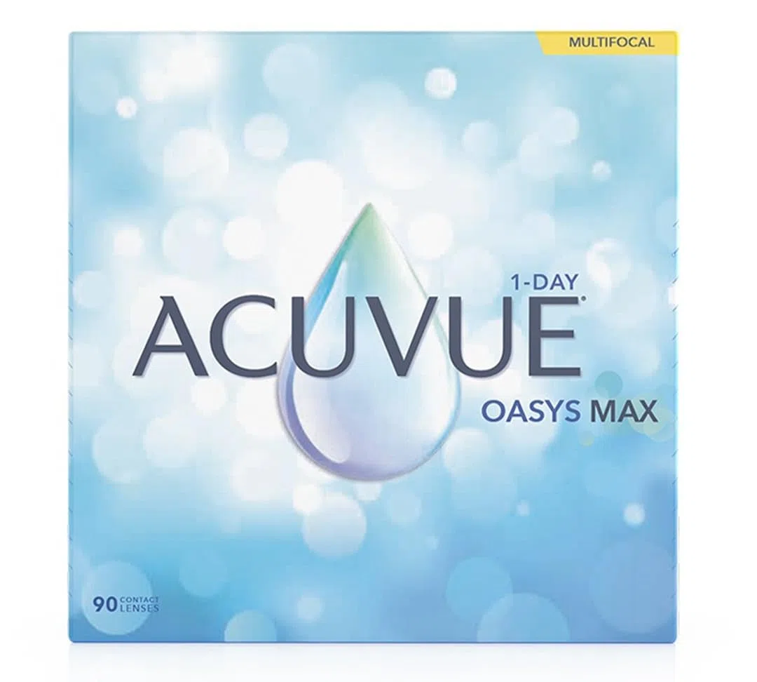 ACUVUE OASYS MAX 1-Day Multifocal; Lenti a contatto giornaliere; Visione chiara e nitida a tutte le distanze e in ogni condizione di luce;-6.75 diottrie; BC 8.4; DIA 14.30; ADD High; 90 lenti