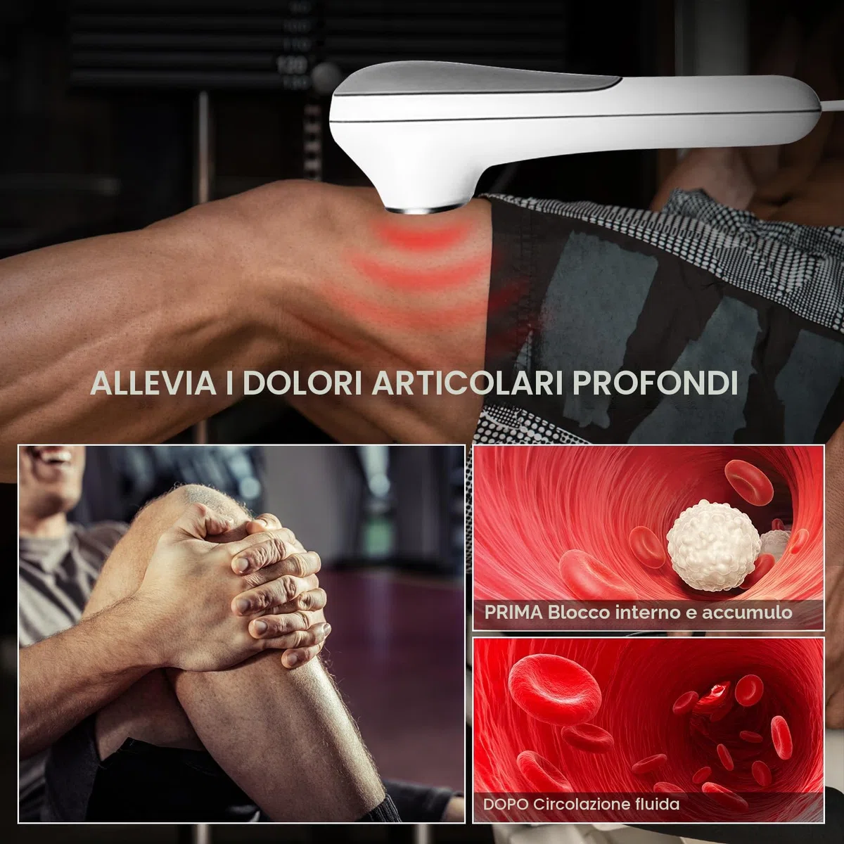 Macchina per Terapia ad Ultrasuoni, Dispositivo Portatile per Massaggi per Alleviare il Dolore Muscolare e Articolare, Ingranaggi di Regolazione a 3 Livelli Massaggiatore ad Ultrasuoni (Bianco A02)