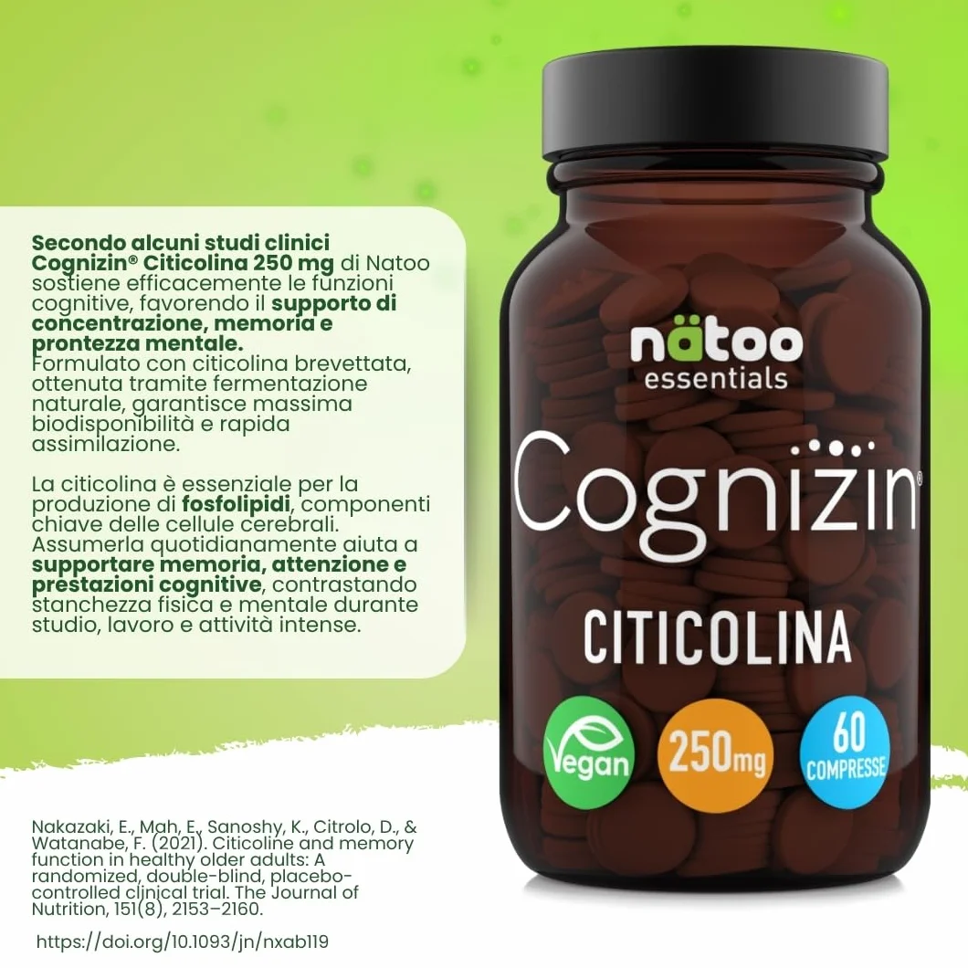 CITICOLINA 250 mg Cognizin 60 Cpr Integratore Concentrazione e Memoria CDP Colina