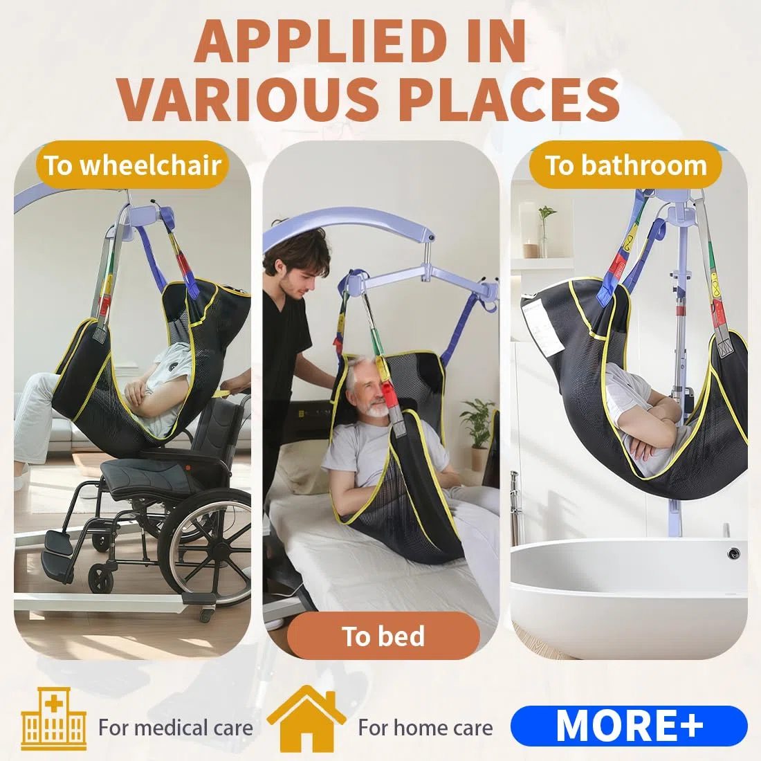 EZ Assistive Imbracatura universale per sollevamento paziente, per il posizionamento del letto e il bagno, imbracatura di trasferimento per anziani, allettata (nero, L)